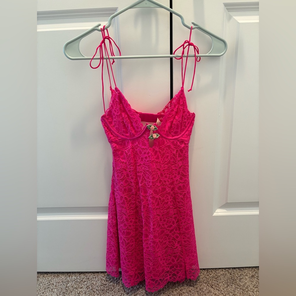For Love And Lemons Pink Lace Chemise